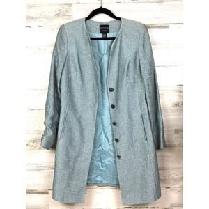 Doncaster Women’s 6 Light Blue Silver Button Up Long Lightweight Blazer Jacket